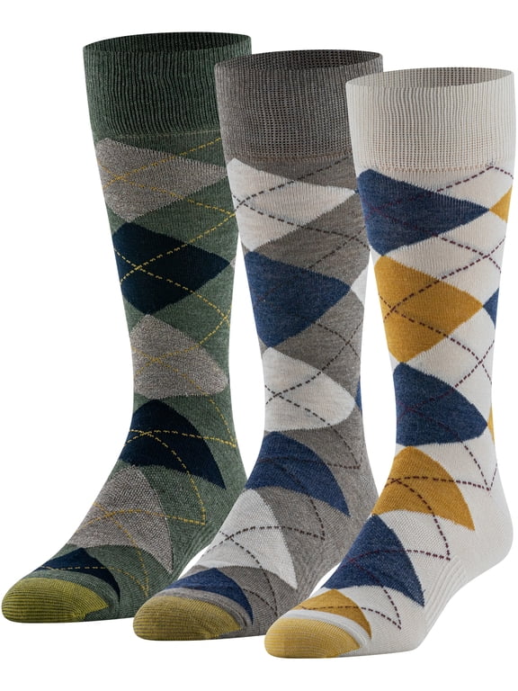 Edition Mens Dress Argyle Crew Socks, 3-Pack