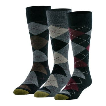 GoldToe Edition Mens Dress Argyle Crew Socks Assorted, 3 Pack