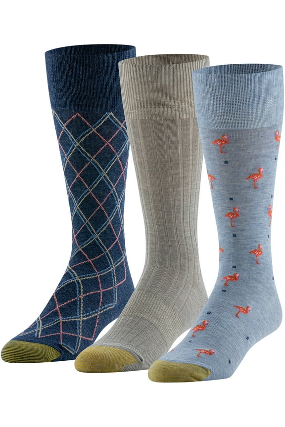 Edition Mens Flamingos Crew Socks Assorted, 3 Pack