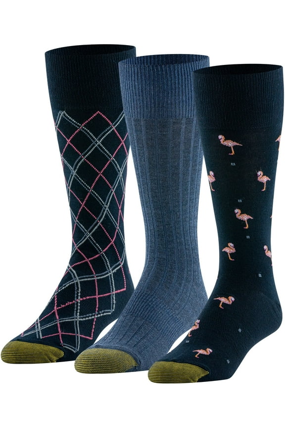 Edition Mens Flamingos Crew Socks, 3-Pack