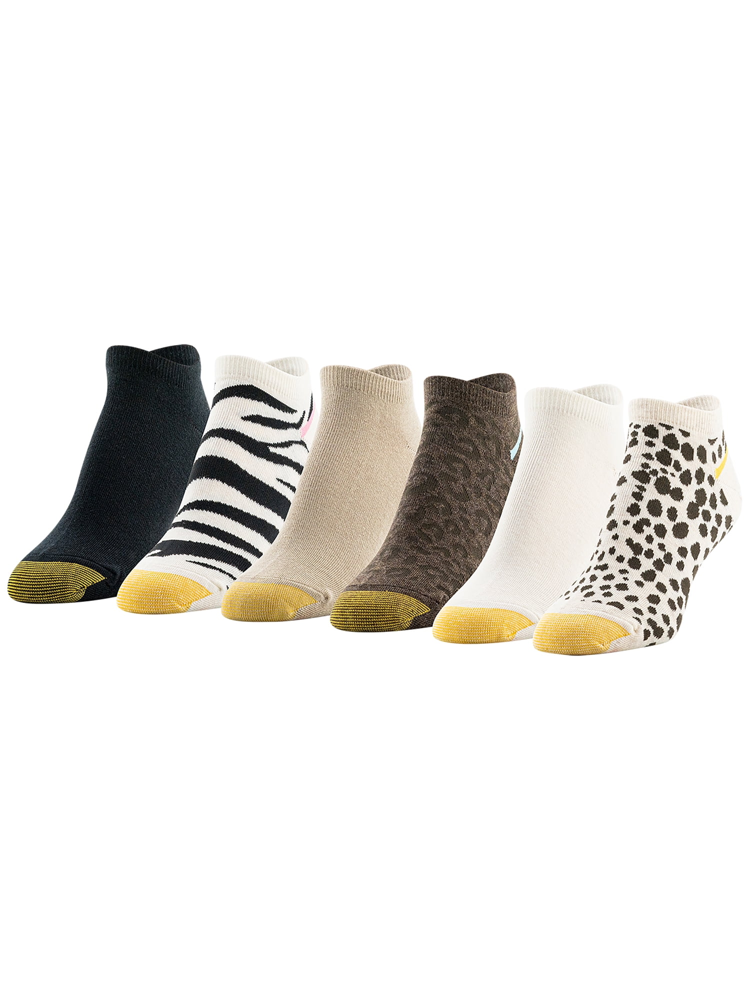 GoldToe Edition Women's Animal Print Liner Socks Assorted, 6 Pairs, Size 6-9