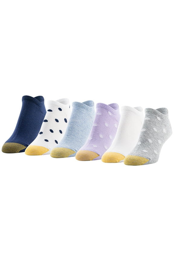 Edition Women's Polka Dot Liner Socks Assorted, 6 Pairs, Size 6-9