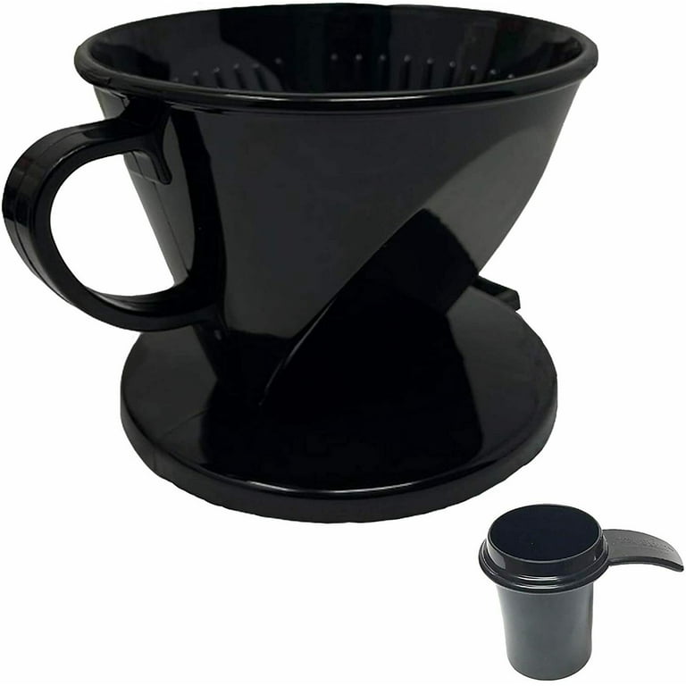 Gourmet Single Cup Pour Over Coffee Brewer Dripper with Coffee Scoop Included, Black