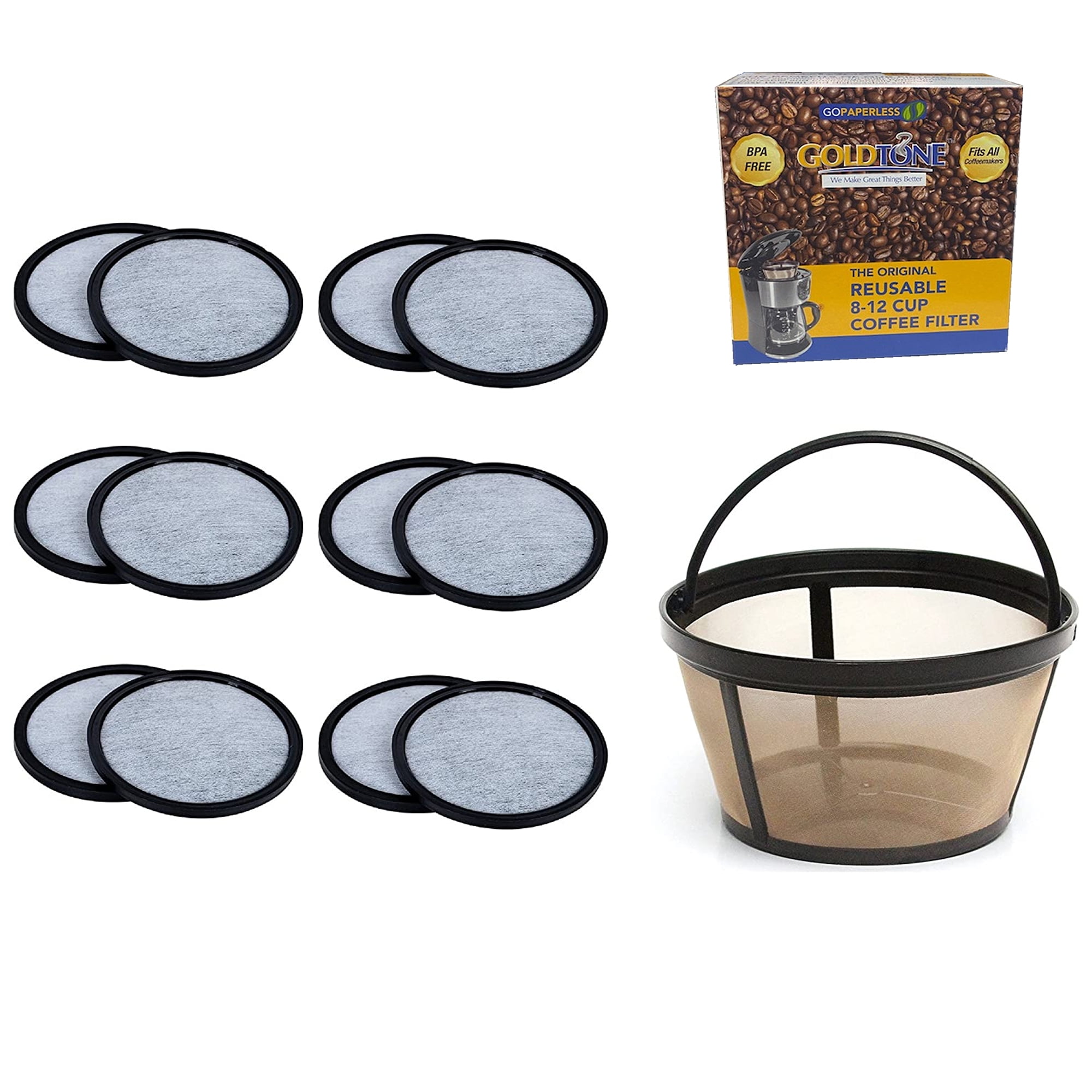 GoldTone Brand 8 12 Cup Permanent Mr. Coffee Basket Style Coffee Filter Set of 12 Water Filters for Mr. Coffee Coffee Maker and Brewer Walmart Business Supplies