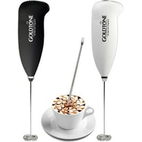 GoldTone Powerful Milk Frother Handheld Foam Maker for Lattes with Coffee Art Stick Included - Whisk Drink Mixer, Mini Foamer for Cappuccino, Frappe, Matcha, Hot Chocolate (Black)