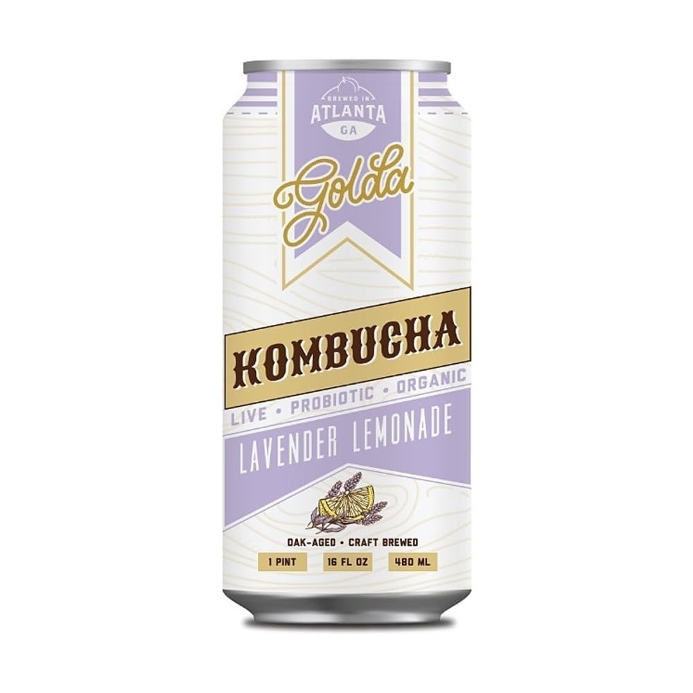 Golda Kombucha Lavender Lemonade Kombucha, 16 OZ, 12 Pack