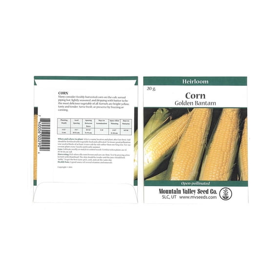 Goldan Bantam 12 Corn Garden Seeds - 20 g Packet- Non-GMO, Open Pollinated, Heirloom Vegetable Gardening Seeds