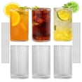 Goldarea 15oz Vintage Hobnail Ribbed Drinking Glasses Set of 6, Clear ...