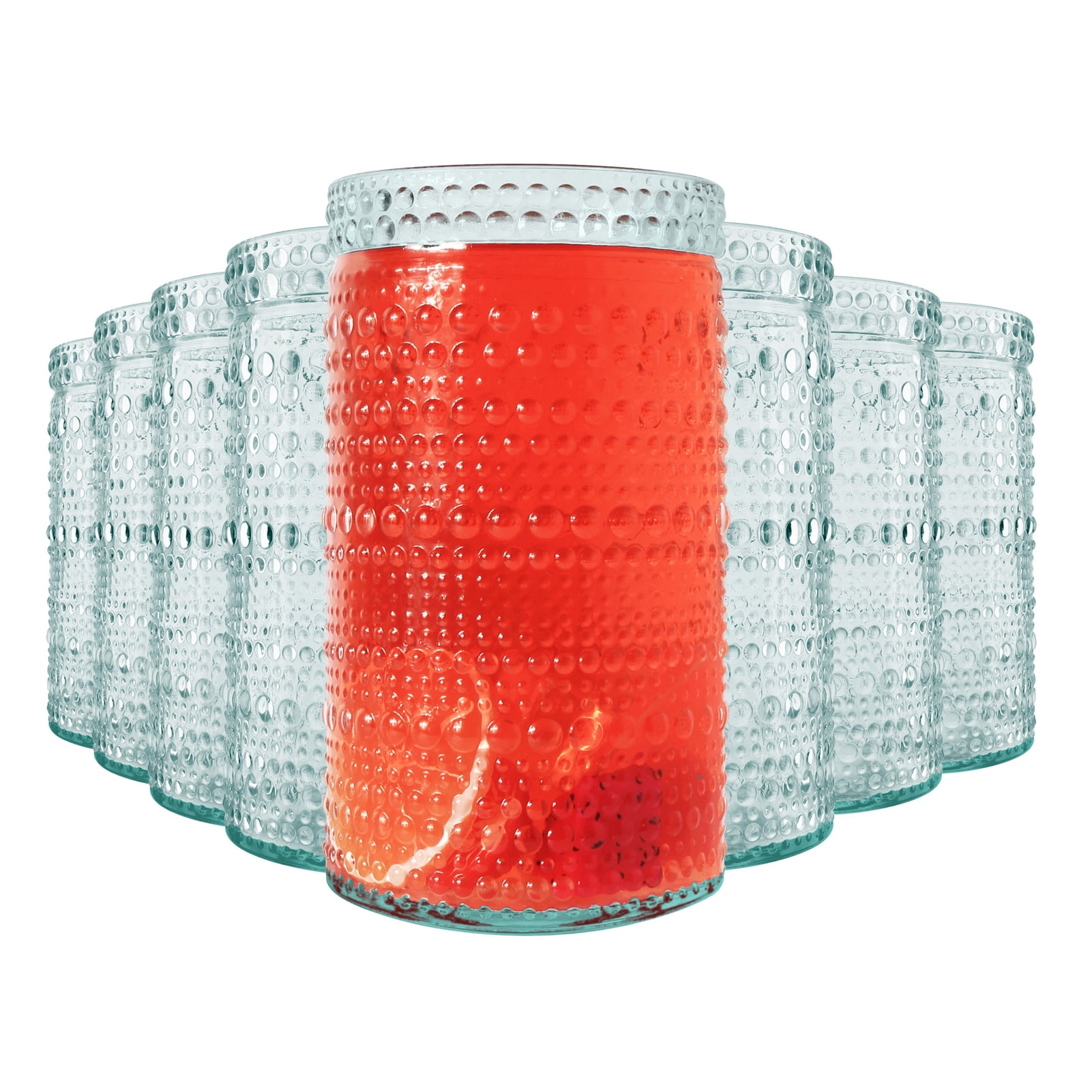 Goldarea Hobnail Drinking Glasses Set of 8-16oz Handmade Glass for Home Bar Whisky,Wine,Cocktails. - Walmart.com
