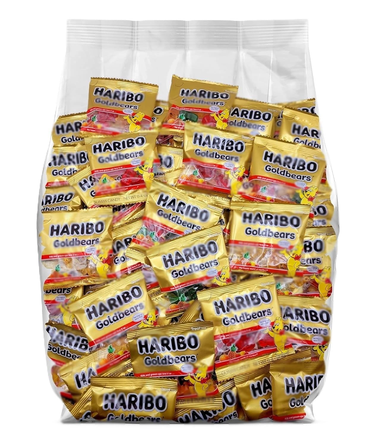 Goldbears Gummi Bears Harib Candy 75 Count Treat Size - 0.4-Ounce Individually Wrapped Mini Bags - Assorted Fruit Flavors - Perfect for Snacks, Treats, Any Occasion!
