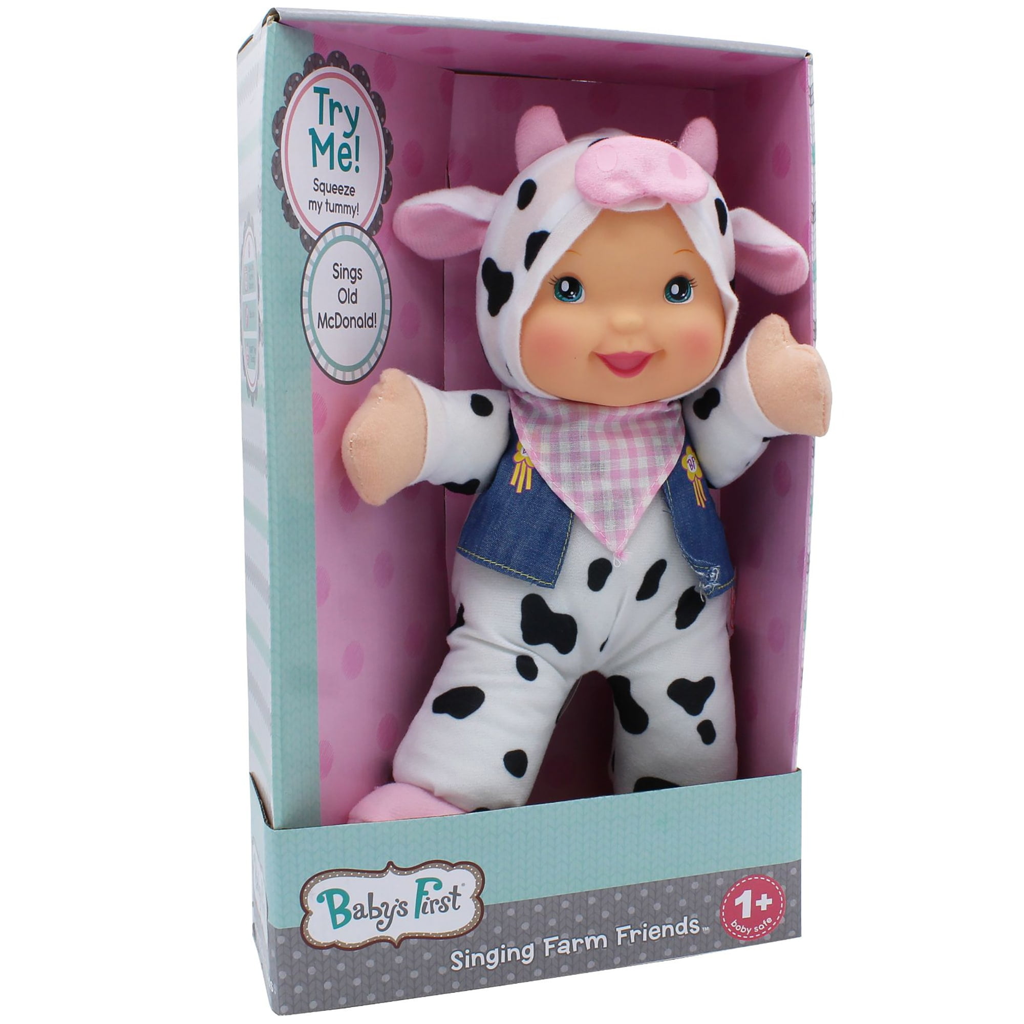Goldberger Doll Baby's First Farm Animal Friends Cow Bi-Lingual