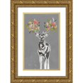 thumbnail image 1 of Goldberger, Jennifer 10x14 Gold Ornate Wood Framed with Double Matting Museum Art Print Titled - Custom Deer and Flowers II, 1 of 4