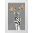 thumbnail image 1 of Goldberger, Jennifer 10x14 White Modern Wood Framed Museum Art Print Titled - Custom Deer and Flowers II, 1 of 4