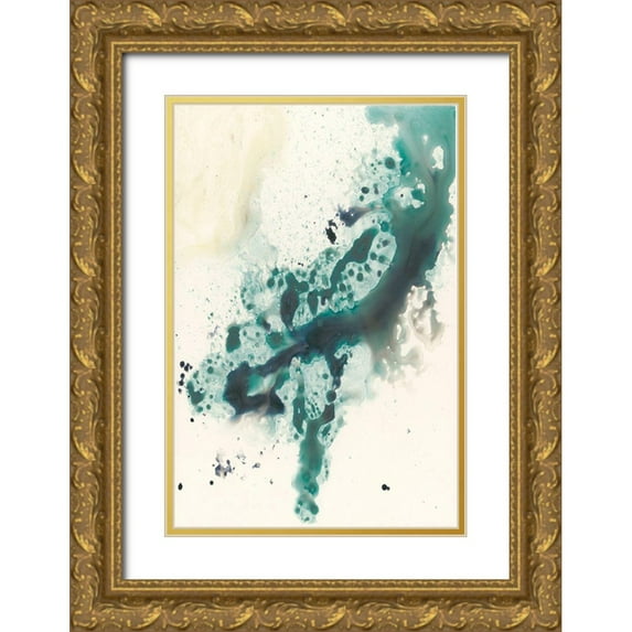 Goldberger, Jennifer 11x14 Gold Ornate Wood Framed with Double Matting Museum Art Print Titled - Teal Tributary II