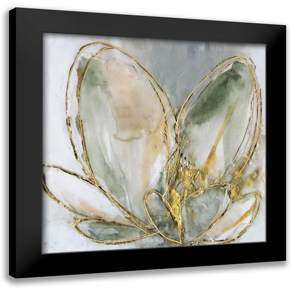 Goldberger, Jennifer 12x12 Black Modern Framed Museum Art Print Titled - Blooming Gold I