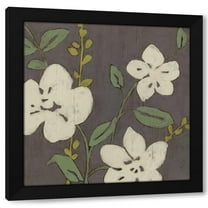 Jennifer Goldberger 12x12 Black Modern Wood Framed Wall Art Titled - Cream Florals II