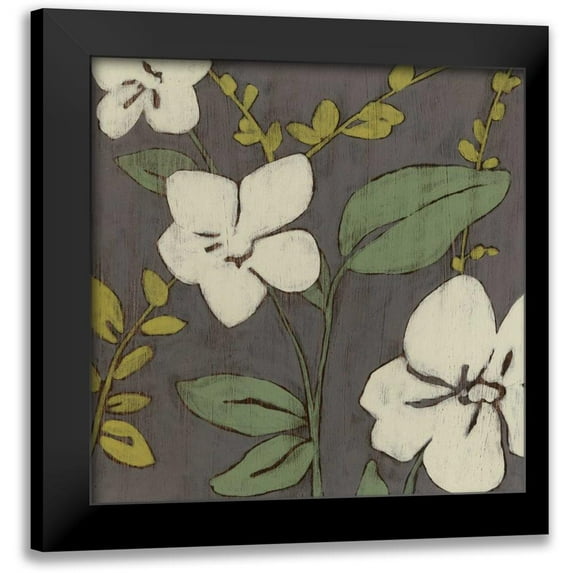Goldberger, Jennifer 12x12 Black Modern Framed Museum Art Print Titled - Cream Florals I