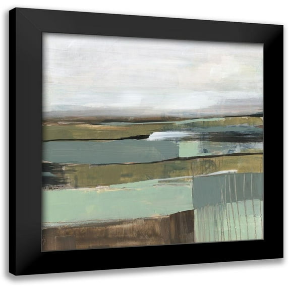 Goldberger, Jennifer 12x12 Black Modern Framed Museum Art Print Titled - Neutral Horizon Grid II