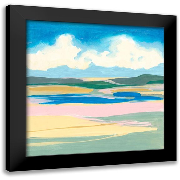 Goldberger, Jennifer 12x12 Black Modern Framed Museum Art Print Titled - Pastel Rolling Fields II