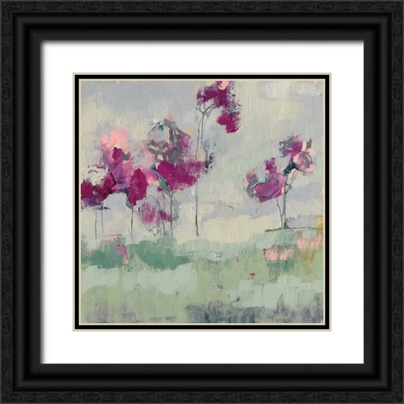 Goldberger, Jennifer 12x12 Black Ornate Wood Framed with Double Matting Museum Art Print Titled - Fuchsia Treeline I