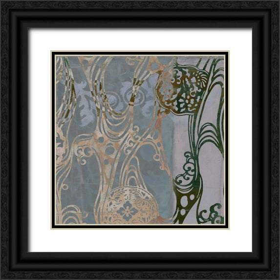 Goldberger, Jennifer 12x12 Black Ornate Wood Framed with Double Matting Museum Art Print Titled - Medallions and Damask I
