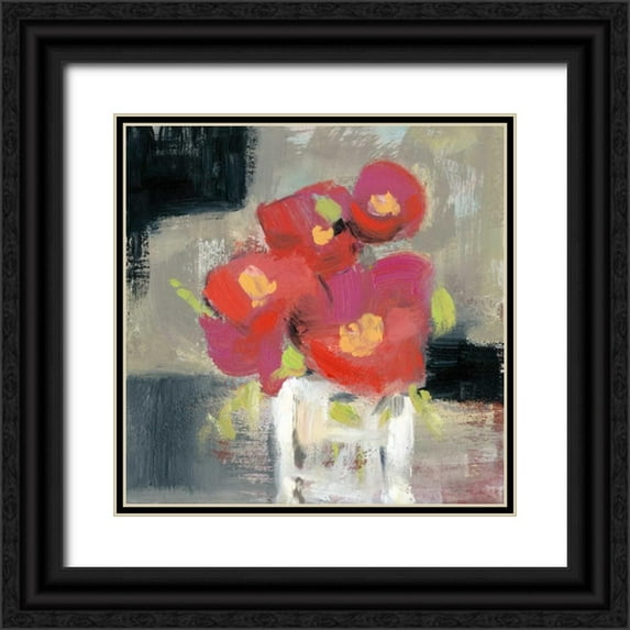 Goldberger, Jennifer 12x12 Black Ornate Wood Framed with Double Matting Museum Art Print Titled - Rose Bud Vase I