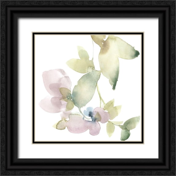 Goldberger, Jennifer 12x12 Black Ornate Wood Framed with Double Matting Museum Art Print Titled - Sweet Petals and Leaves V