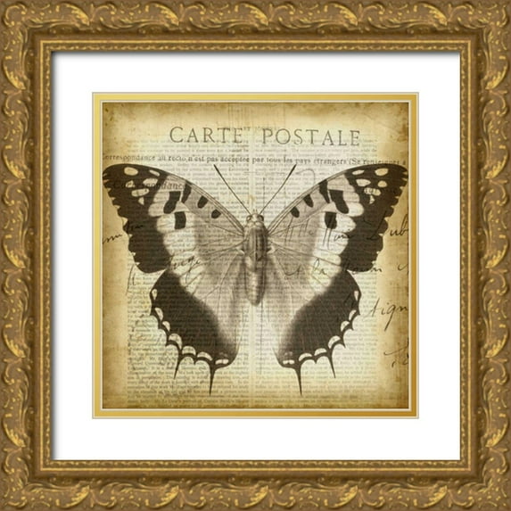 Goldberger, Jennifer 12x12 Gold Ornate Wood Framed with Double Matting Museum Art Print Titled - Carte Postale Butterfly II