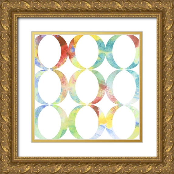 Goldberger, Jennifer 12x12 Gold Ornate Wood Framed with Double Matting Museum Art Print Titled - Metric Watercolors V