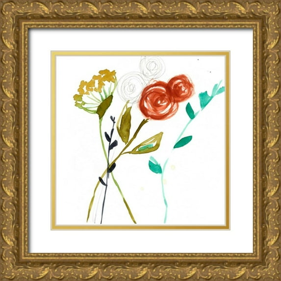 Goldberger, Jennifer 12x12 Gold Ornate Wood Framed with Double Matting Museum Art Print Titled - Painted Whimsy VIII