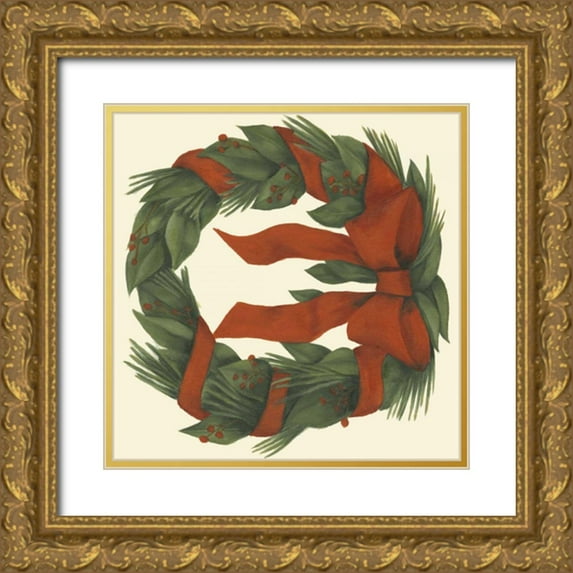 Goldberger, Jennifer 12x12 Gold Ornate Wood Framed with Double Matting Museum Art Print Titled - Small Holiday Wreath