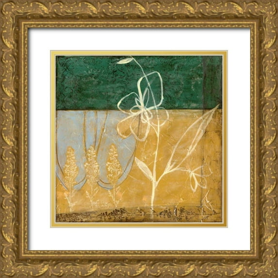 Goldberger, Jennifer 12x12 Gold Ornate Wood Framed with Double Matting Museum Art Print Titled - Small Pressed Wildflowers II