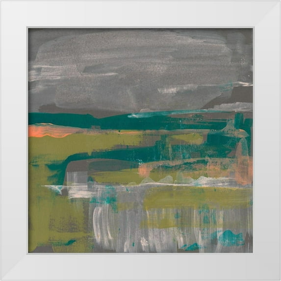Goldberger, Jennifer 12x12 White Modern Wood Framed Museum Art Print Titled - Emerald and Coral Glimpse I