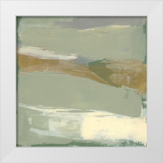 Goldberger, Jennifer 12x12 White Modern Wood Framed Museum Art Print Titled - Sage and Gold Swipe III