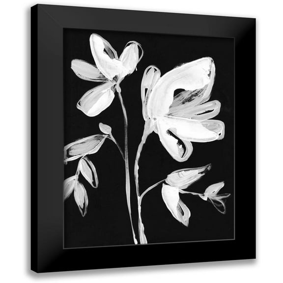 Goldberger, Jennifer 12x14 Black Modern Framed Museum Art Print Titled - White Whimsical Flowers II