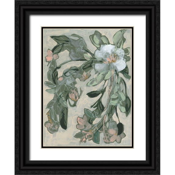 Goldberger, Jennifer 12x14 Black Ornate Wood Framed with Double Matting Museum Art Print Titled - Cascading Bouquet II