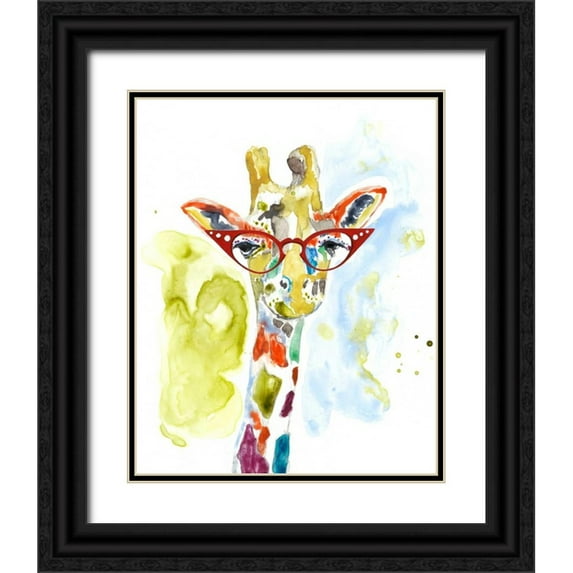Goldberger, Jennifer 12x14 Black Ornate Wood Framed with Double Matting Museum Art Print Titled - Smarty-Pants Giraffe