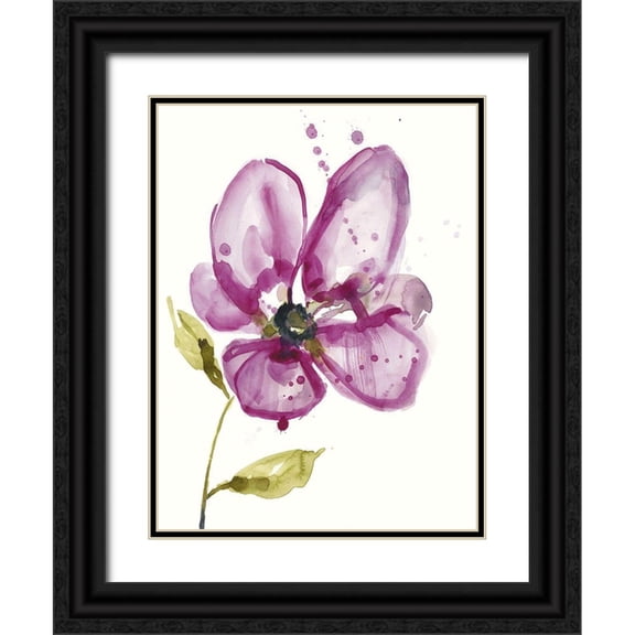 Goldberger, Jennifer 12x14 Black Ornate Wood Framed with Double Matting Museum Art Print Titled - Violet Petals I