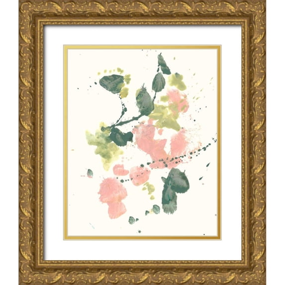 Goldberger, Jennifer 12x14 Gold Ornate Wood Framed with Double Matting Museum Art Print Titled - Blush and Olive Splash II