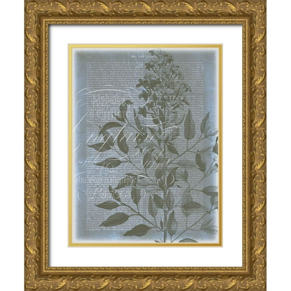 Goldberger, Jennifer 12x14 Gold Ornate Wood Framed with Double Matting Museum Art Print Titled - Fleur de Bleu I