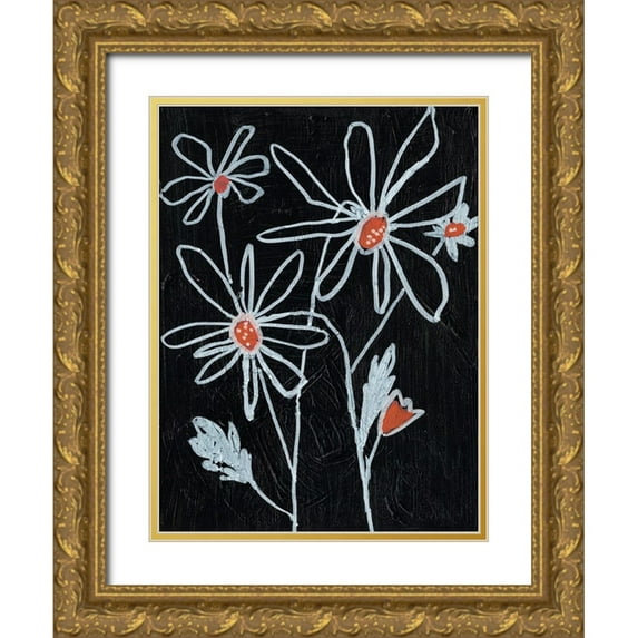 Goldberger, Jennifer 12x14 Gold Ornate Wood Framed with Double Matting Museum Art Print Titled - Flower Doodle II