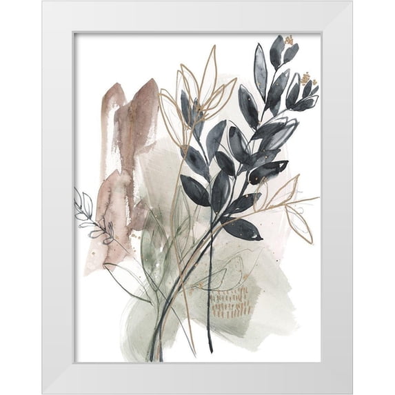 Goldberger, Jennifer 12x14 White Modern Wood Framed Museum Art Print Titled - Bundled Leaves I