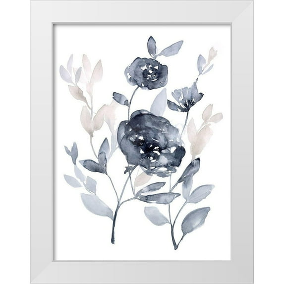 Goldberger, Jennifer 12x14 White Modern Wood Framed Museum Art Print Titled - Peonies in Grey II