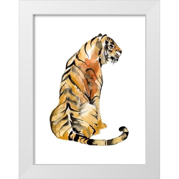 Goldberger, Jennifer 12x14 White Modern Wood Framed Museum Art Print Titled - Sitting Tiger I