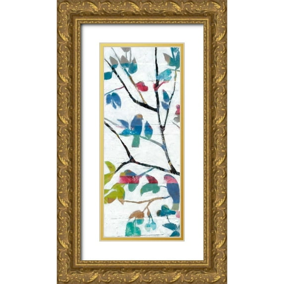 Goldberger, Jennifer 12x24 Gold Ornate Wood Framed with Double Matting Museum Art Print Titled - Woodland Story III