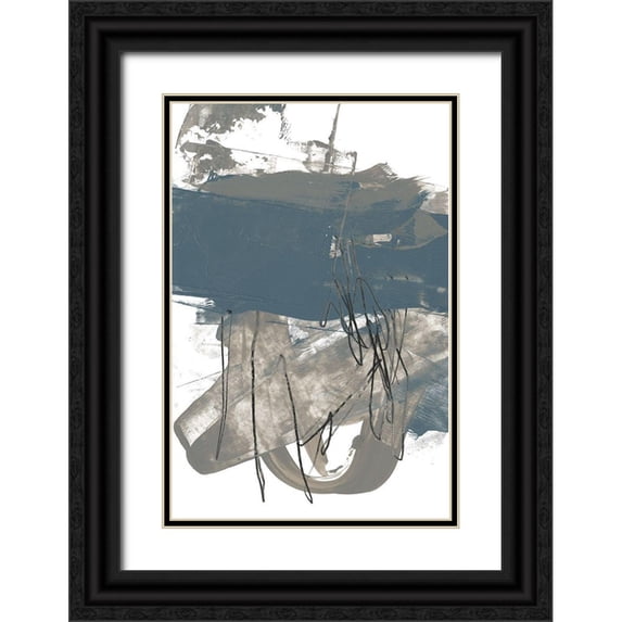 Goldberger, Jennifer 13x18 Black Ornate Wood Framed with Double Matting Museum Art Print Titled - Blue and Grey Swipe I