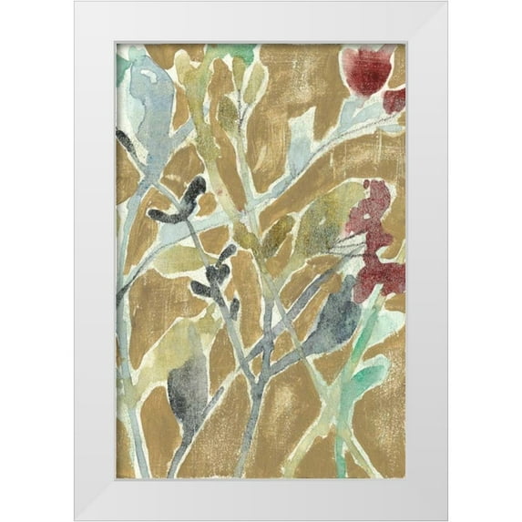 Goldberger, Jennifer 13x18 White Modern Wood Framed Museum Art Print Titled - Flowers on Ochre II