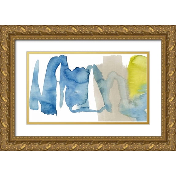 Goldberger, Jennifer 14x10 Gold Ornate Wood Framed with Double Matting Museum Art Print Titled - Indigo and Citron I