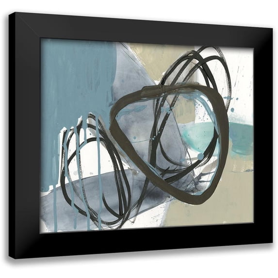 Goldberger, Jennifer 14x12 Black Modern Framed Museum Art Print Titled - Umber and Black on Blue II