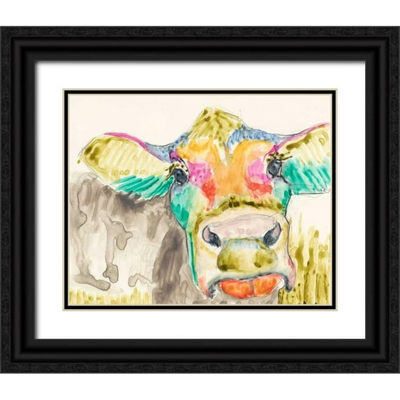 Goldberger, Jennifer 14x12 Black Ornate Wood Framed with Double Matting Museum Art Print Titled - Hifi Cow II
